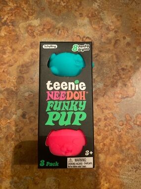 Teenie Needoh Funky Pup 3-Pack - Teal & Hot Pink, and Orange